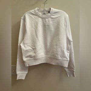Burberry White Logo Embroidered Cropped Crewneck | White | Size Small | NWT